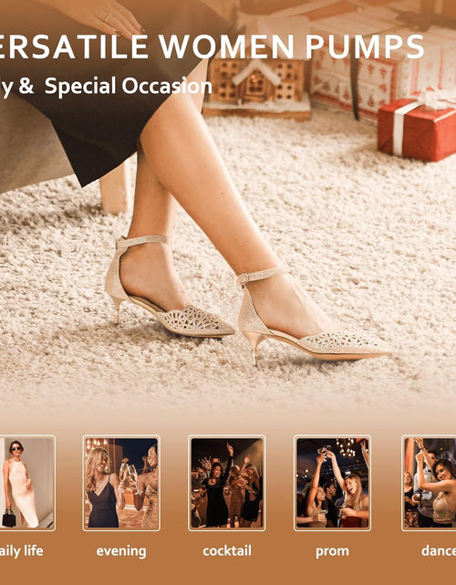 Load image into Gallery viewer, Women'S IN2 Candice Wedding Rhinestones Sequins Low Kitten Heels Pumps Dress Evening Shoes for Women Bridal Bride
