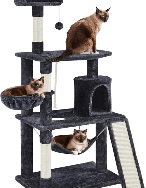Load image into Gallery viewer, 63.5In Multi-Level Cat Tree Tower Condo with Scratching Posts, Platform &amp; Hammock, Cat Activity Center Play Furniture for Kittens, Cats &amp; Pets
